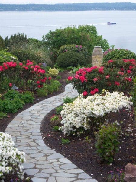 Professional landscape photography of completed residential project in Greater Seattle for article on Terraced Gardens: Beautiful Solutions for Slope Yards