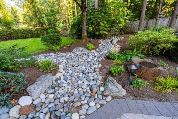 Residential residential landscape project detail showing paver pathways by Classic Landscaping